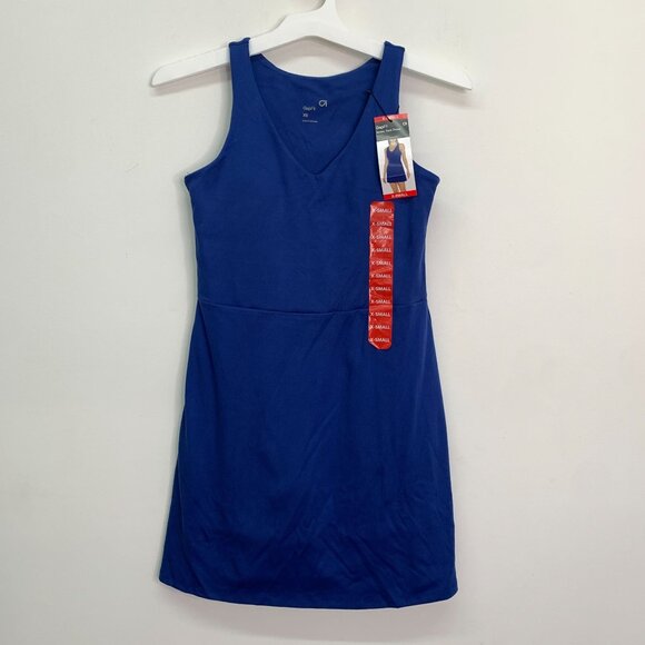 GapFit Women's Dress XS Sleeveless V Neck Active Tank Dress Attached Shorts Blue - Picture 1 of 8